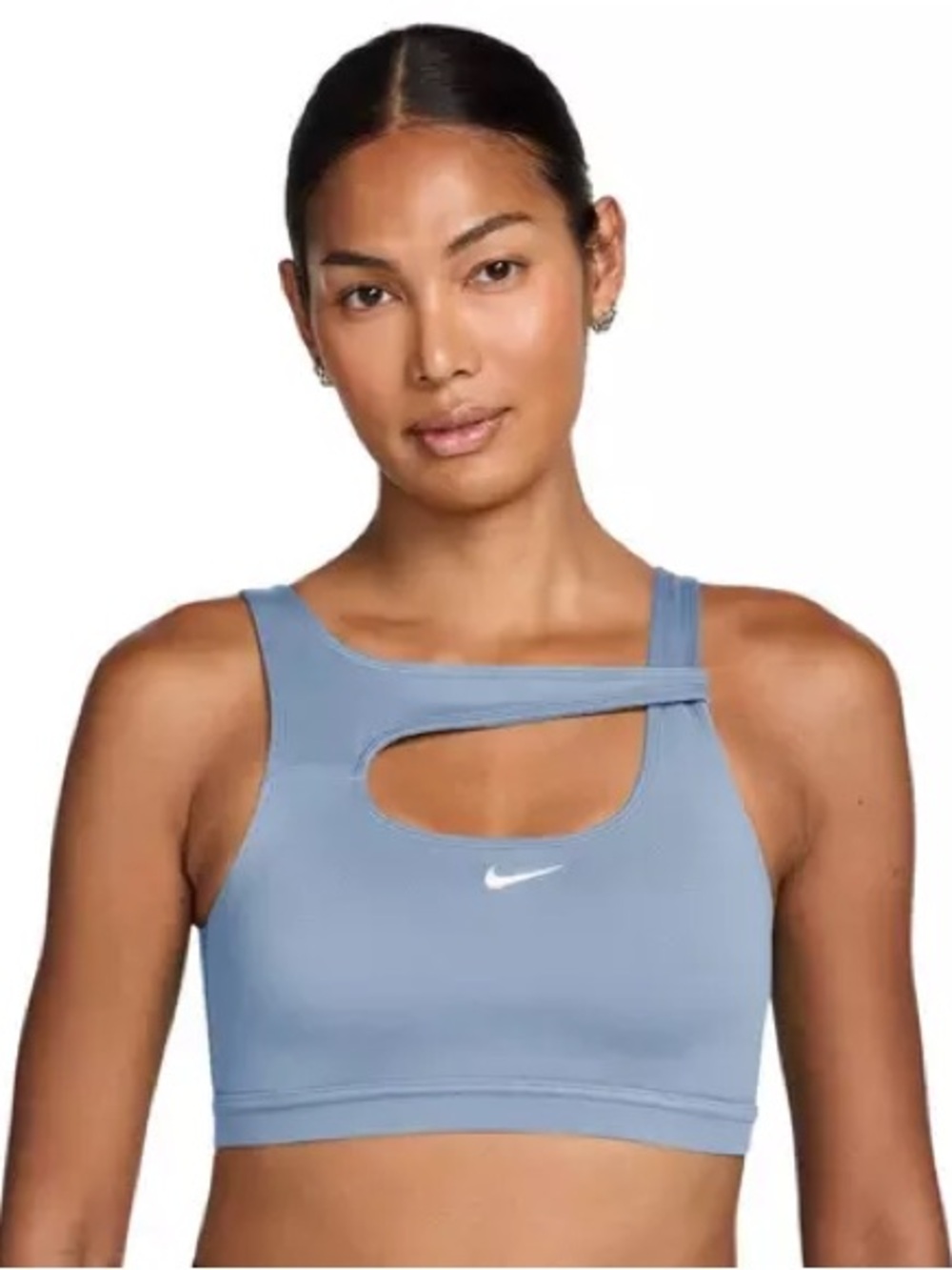 Nike One Dri-FIT Capsule
Asymmetric Cutout Sports Bra in Hydrogen/White